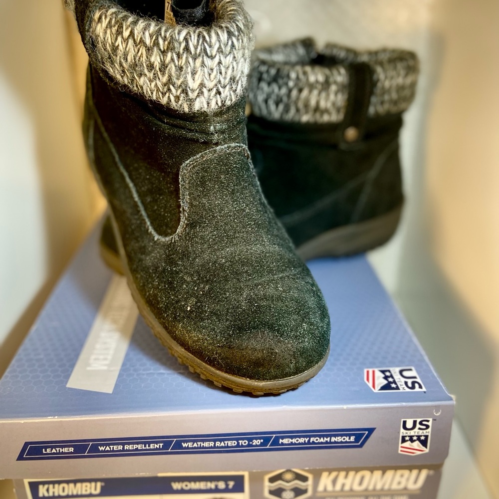 Khombu Black Women's Boots with Knit Cuff